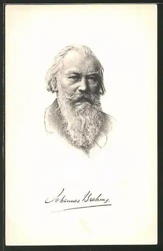 Künstler-AK Portrait des Komponisten Dr. Johannes Brahms