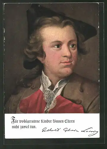 AK Deutsche Männer - deutsche Worte, Portrait von Gotthold Ephraim Lessing, Dichter