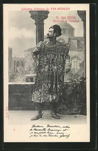 AK Theaterschauspieler M. Abel Deval im Kostüm