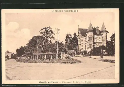 AK Condé-sur-Huisne, l'avenue de la Gare et le chalet
