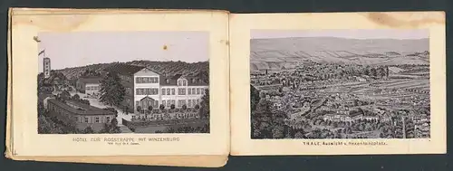 Leporello-Album Harz, 11 Lithographie-Ansichten, Thale, Rosstrappe, diverse Hotels, Bodethal