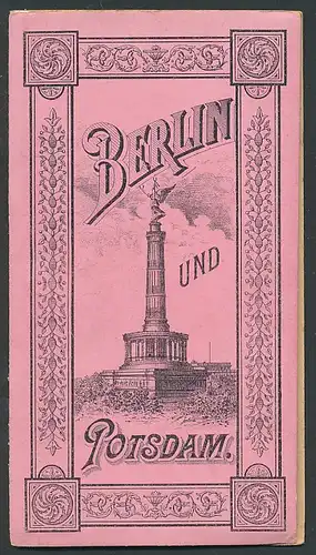 Leporello-Album Berlin & Potsdam, mit 14 Lithographie-Ansichten, Synagoge, Reichsbank, Einband mit Siegessäule