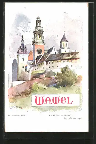 Künstler-AK Krakau-Krakow, Wawel, le chateau royal