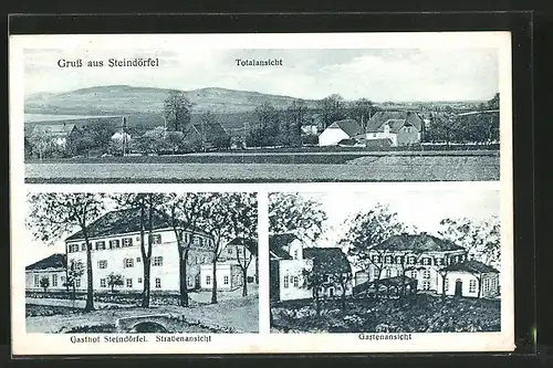 AK Steindörfel, Gasthof v. H. Hoffmann mit Gartenlokal, Totalansicht