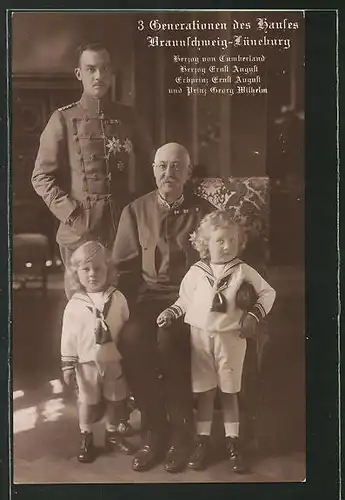 AK Herzog von Cumberland mit Herzog Ernst August von Braunschweig und seinen Söhnen