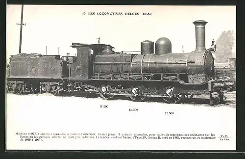 AK Les Locomotives Belges Etat, Machine no 927