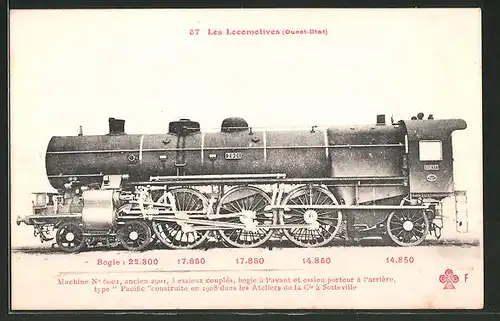 AK Les Locomotives Ouest-Etat, Machine No 6001, type Pacific, Dampflok