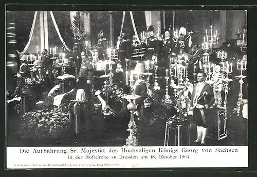 AK Dresden, Motiv von der Aufbahrung des Königs Georg von Sachsen in der Hofkirche, 1904