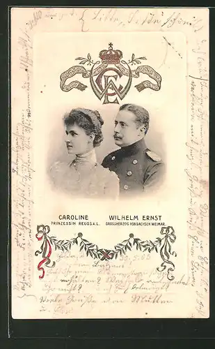 AK Wilhelm Ernst Grossherzog von Sachsen-Weimar-Eisenach und Prinzessin Reuss ä. L. Caroline