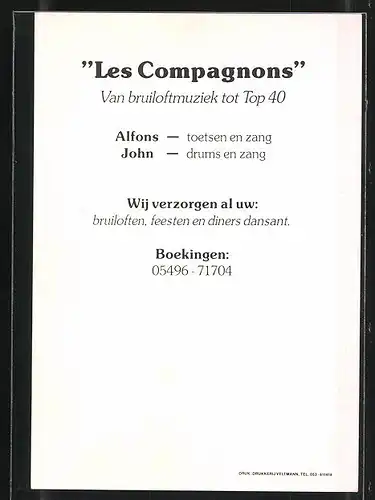 AK Band "Les Compagnons" posieren mit Instrumenten