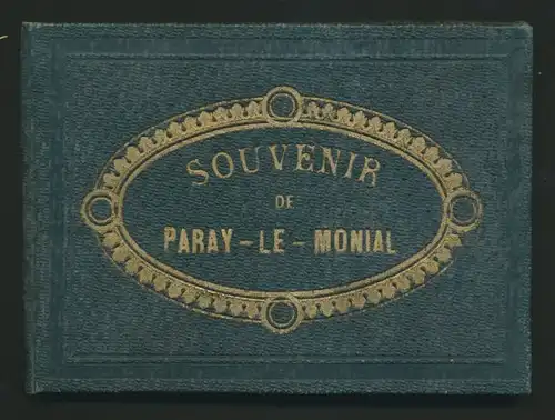 Leporello-Album Paray-Le-Monial, mit Foto-Ansichten, Tour St. Nicolas, Hotel De Ville, Eglise, Chapelle, schöner Einband