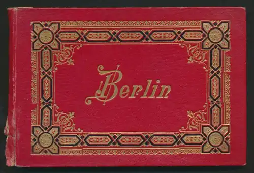 Leporello-Album Berlin, mit 24 Lithographie-Ansichten, Synagoge, Bahnhof Friedrichstr. & Alexanderplatz, schöner Einband