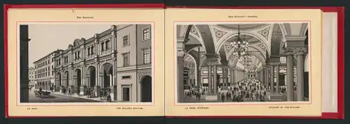 Leporello-Album Stuttgart, mit 24 Lithographie-Ansichten, Bahnhof, Postamt, Gewerbe-Museum, verzierter Einband