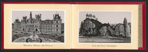 Leporello-Album Paris, mit 30 Lithographie-Ansichten, Grand Opera, Notre Dame, Panthéon, schöner Einband