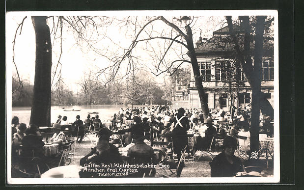 Ak Munchen Schwabing Cafe Restaurant Kleinhesseloher See Im