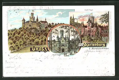 Lithographie Pattensen, Ansichten der Marienburg