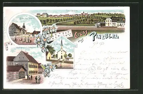 Lithographie Pinzberg, Gasthaus von G. Zametzer, Maria-Kapelle