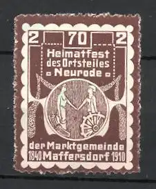 Reklamemarke Maffersdorf-Neurode, Heimatfest 1910, Frauen reichen sich die Hand