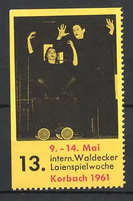 Reklamemarke Korbach, 13. Int. Waldecker Laienspielwoche 1961, Bühnenszene