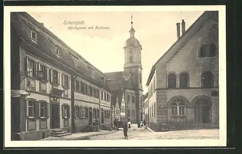 AK Scheinfeld, Kirchgasse mit Rathaus