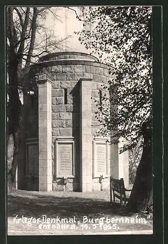 AK Burgbernheim, Krieger-Denkmal, enthüllt 10.5.1925