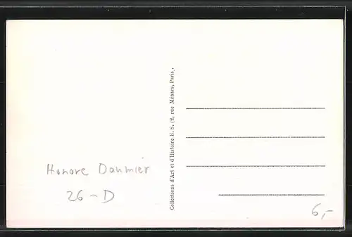 Künstler-AK sign. Honore Daumier: Croquis de chasse, Jäger bei Dämmerung