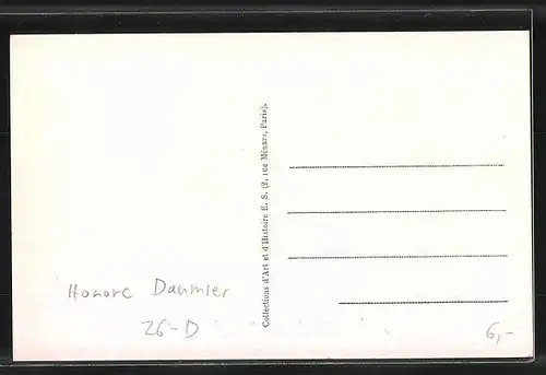 Künstler-AK sign. Honore Daumier: Croquis de chasse, Jäger waten durch den Schnee