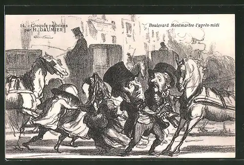 Künstler-AK sign. Honore Daumier: Paris, Boulevard Montmartre l'apres-midi