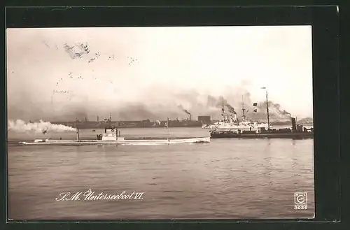 AK S. M. U-Boot U 6 läuft in einen Hafen ein