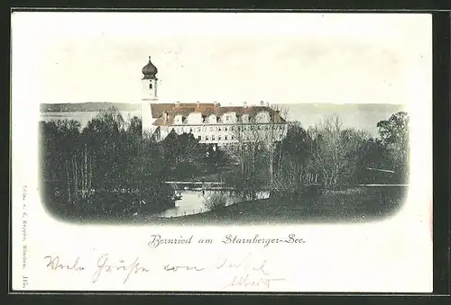 AK Bernried am Starnberger See, Blick zum Kloster