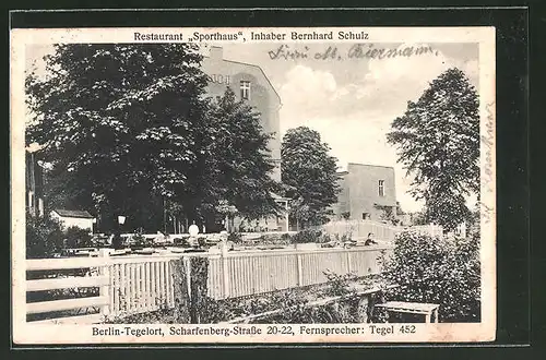 AK Berlin-Tegel, Restaurant Sporthaus, Scharfenberg-Strasse 20-22