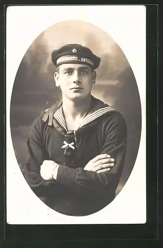 Foto-AK Porträt Matrose in Uniform, U-Boot-Fahrer