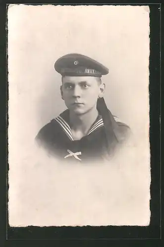 Foto-AK Porträt eines Matrosen in Uniform, U-Boot-Fahrer