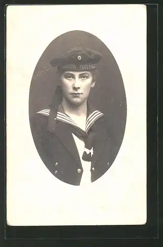 Foto-AK Porträt eines Matrosen in Uniform, U-Boot-Fahrer