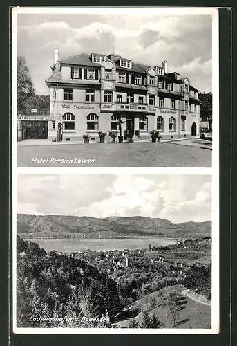 AK Ludwigshafen a. Bodensee, Teilansicht mit Bodensee, Hotel Pension Löwen
