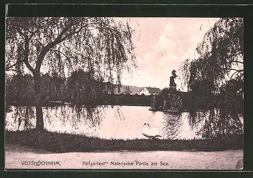 AK Veitshöchheim, Partie am See im Hofgarten