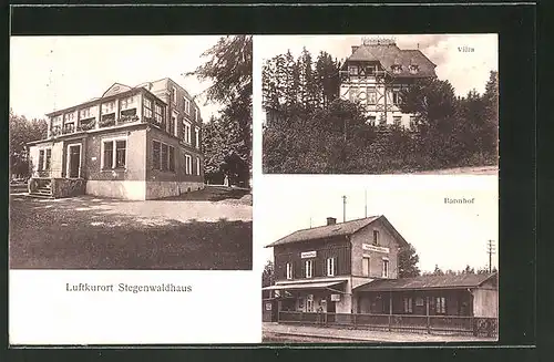 AK Stegenwaldhaus, Bahnhof, Villa, Gebäudeansicht