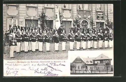 AK Neusalza i. S., Grenadier-Kompagnie d. Schützen-Gesellschaft, Gasthaus Schützenhaus