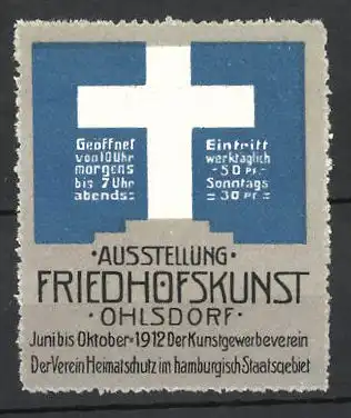 Reklamemarke Ohlsdorf, Ausstellung für Friedhofskunst 1912, Kreuz
