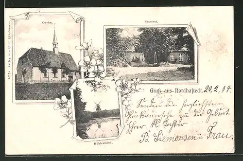 AK Nordhastedt, Pastorat, Kirche, Mühlenteich