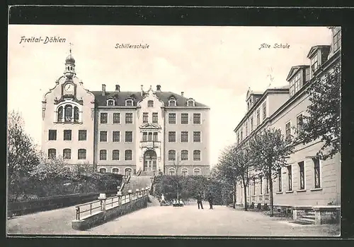 AK Freital-Döhlen, Blick auf Schillerschule und Alte Schule