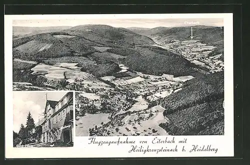 AK Heiligkreuzsteinach, Gasthaus-Pension Gold. Pflug, Panorama mit Blick auf Eiterbach