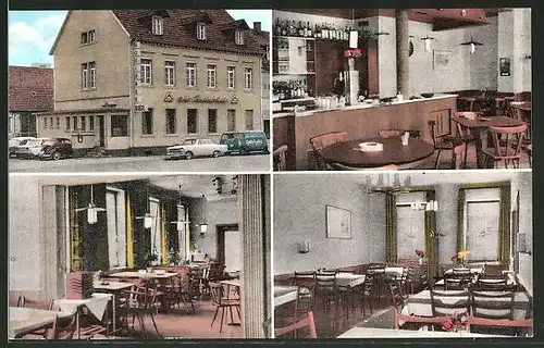 AK Karlsruhe-Knielingen, Restaurant zur Rheinbrücke, verschiedene Ansichten