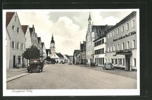 AK Langquaid / Ndby., Strassenansicht mit Gasthof zur Post
