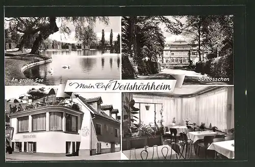 AK Veitshöchheim, Main-Café, Schlösschen, Partie am grossen See