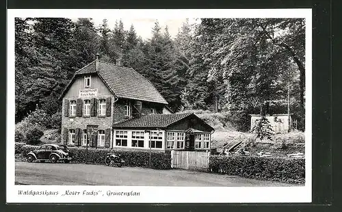 AK Grünenplan, Waldgasthaus "Roter Fuchs" mit Garten