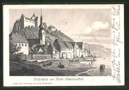 AK Rothenfels am Main, Ortsansicht mit Kirche und Schloss