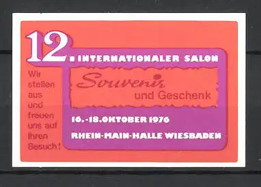 Reklamemarke Wiesbaden, 12. Internationaler Salon f. Souvenier und Geschenk 1976