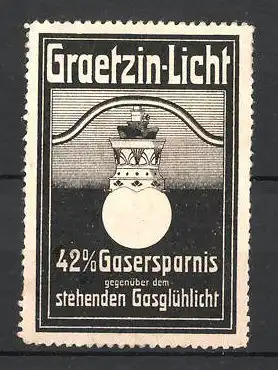 Reklamemarke Graetzin-Licht, Glühstrumpf