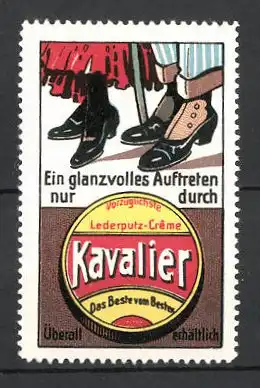 Reklamemarke Kavalier Lederputz-Creme, Schuhpaare